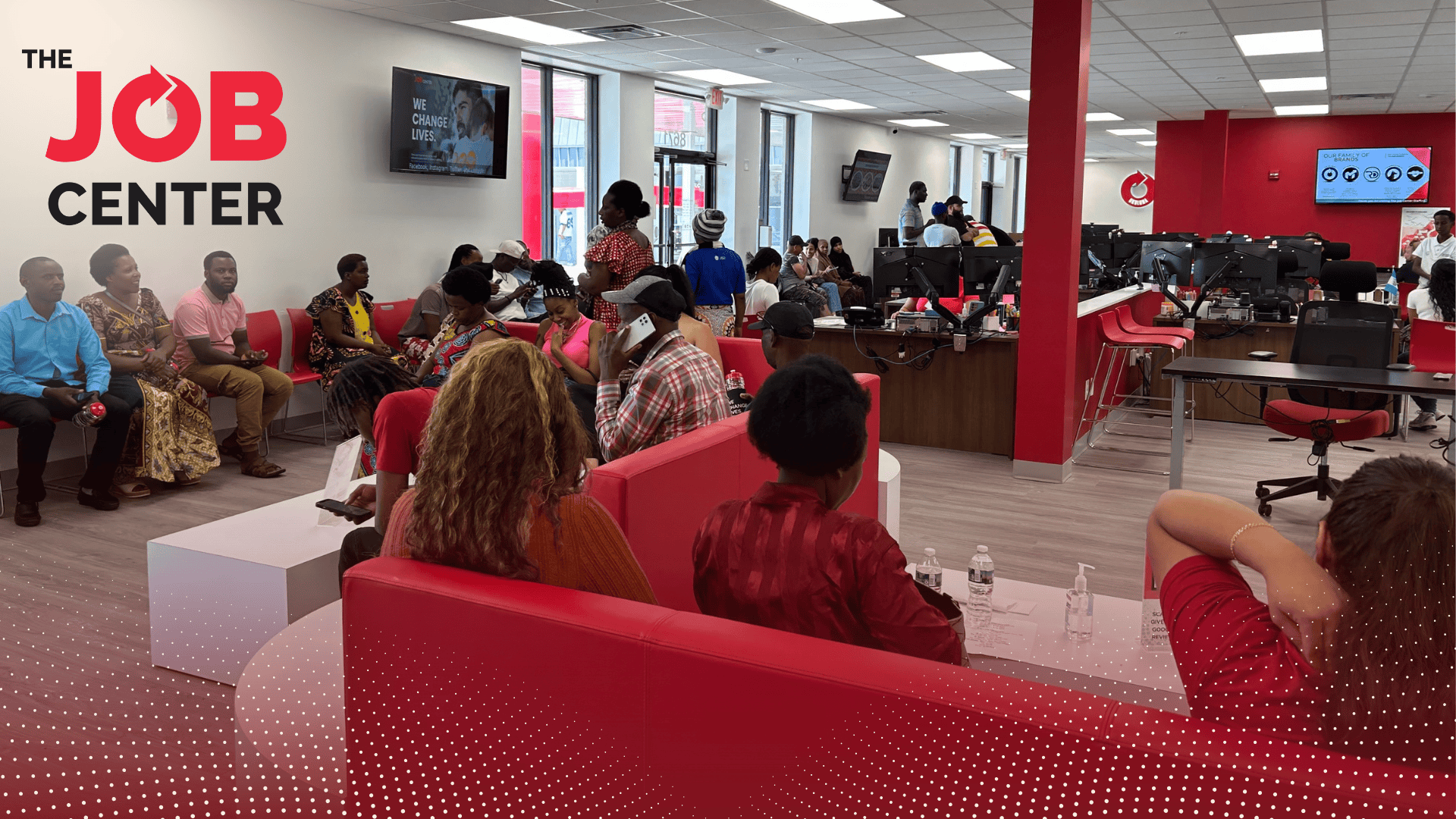 Interested applicants gather at The Job Center in Louisville for the Referral Bonanza